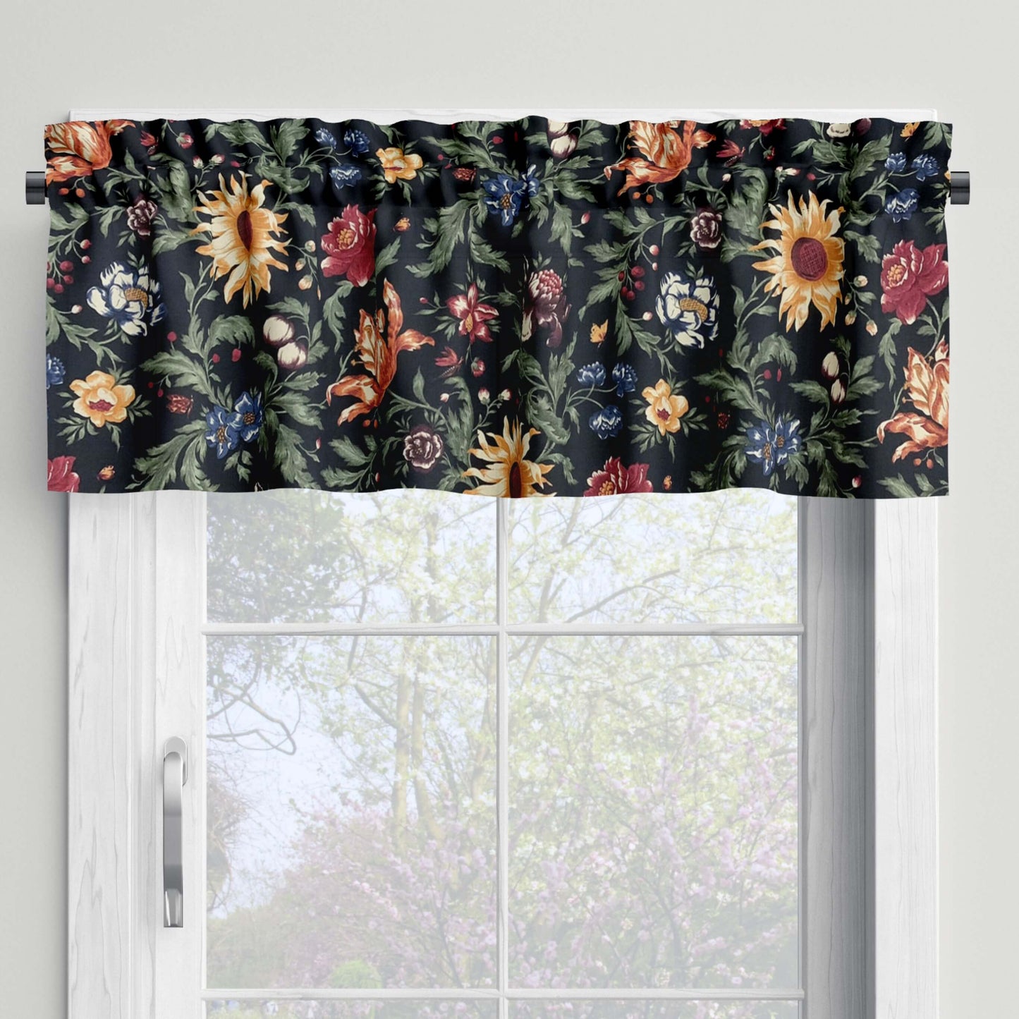 Floral Black Valances Curtains French Country Decor