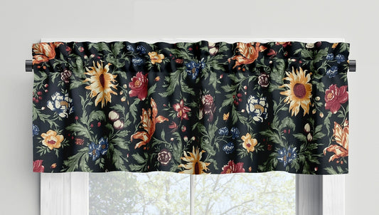 Floral Black Valances Curtains French Country Decor