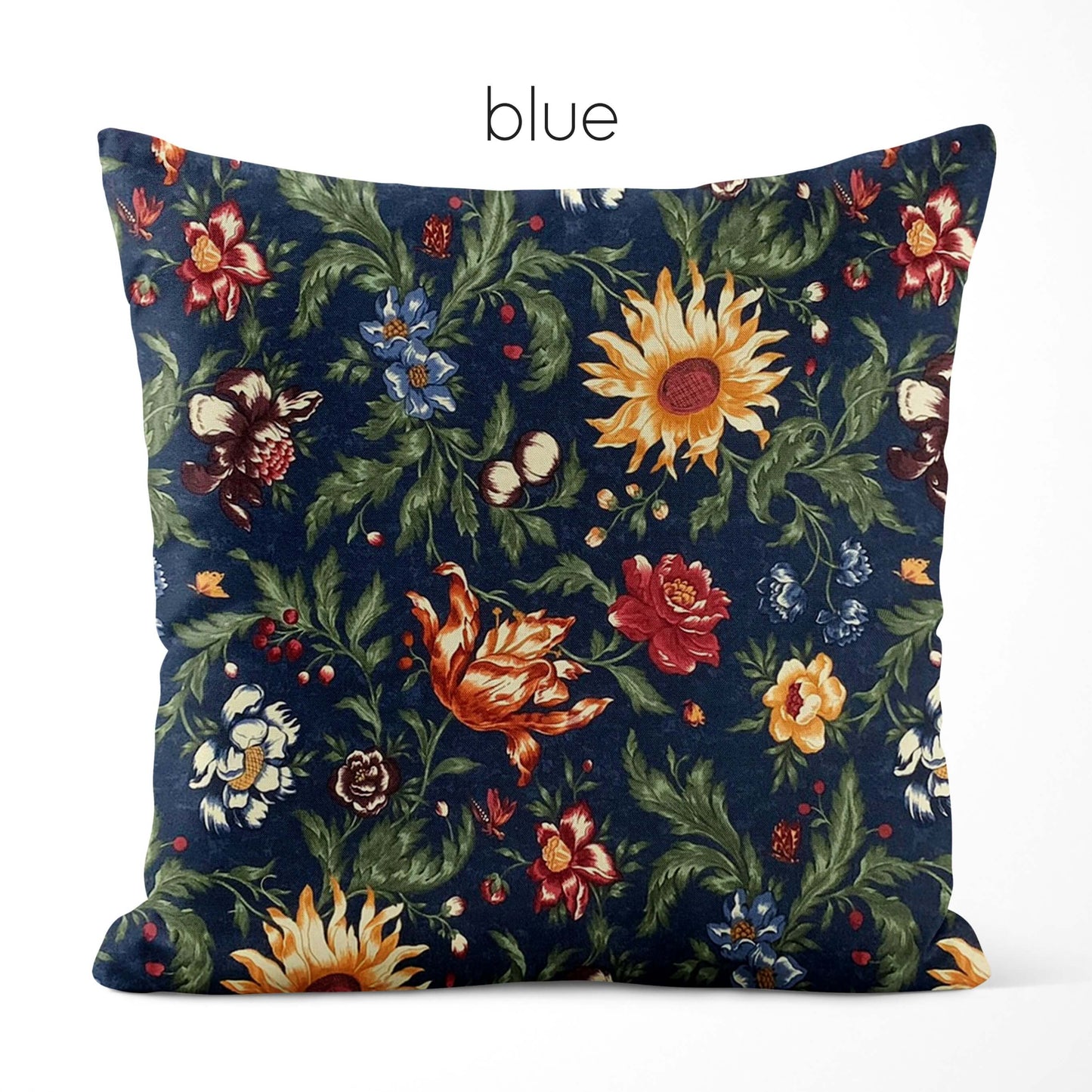 Floral Navy Blue Pillow Covers French Country Farmhouse Decor