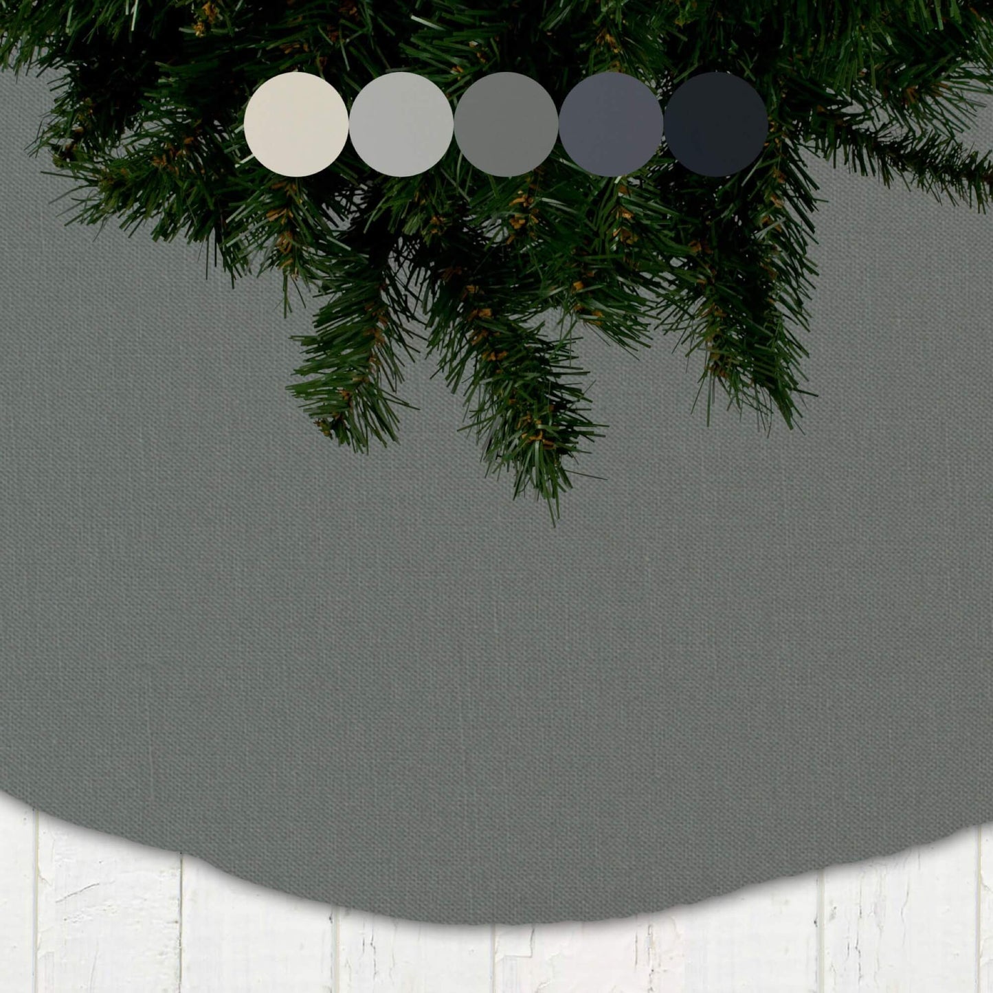 Gray and Black Solid Color Christmas Tree Skirts Custom Made to Order