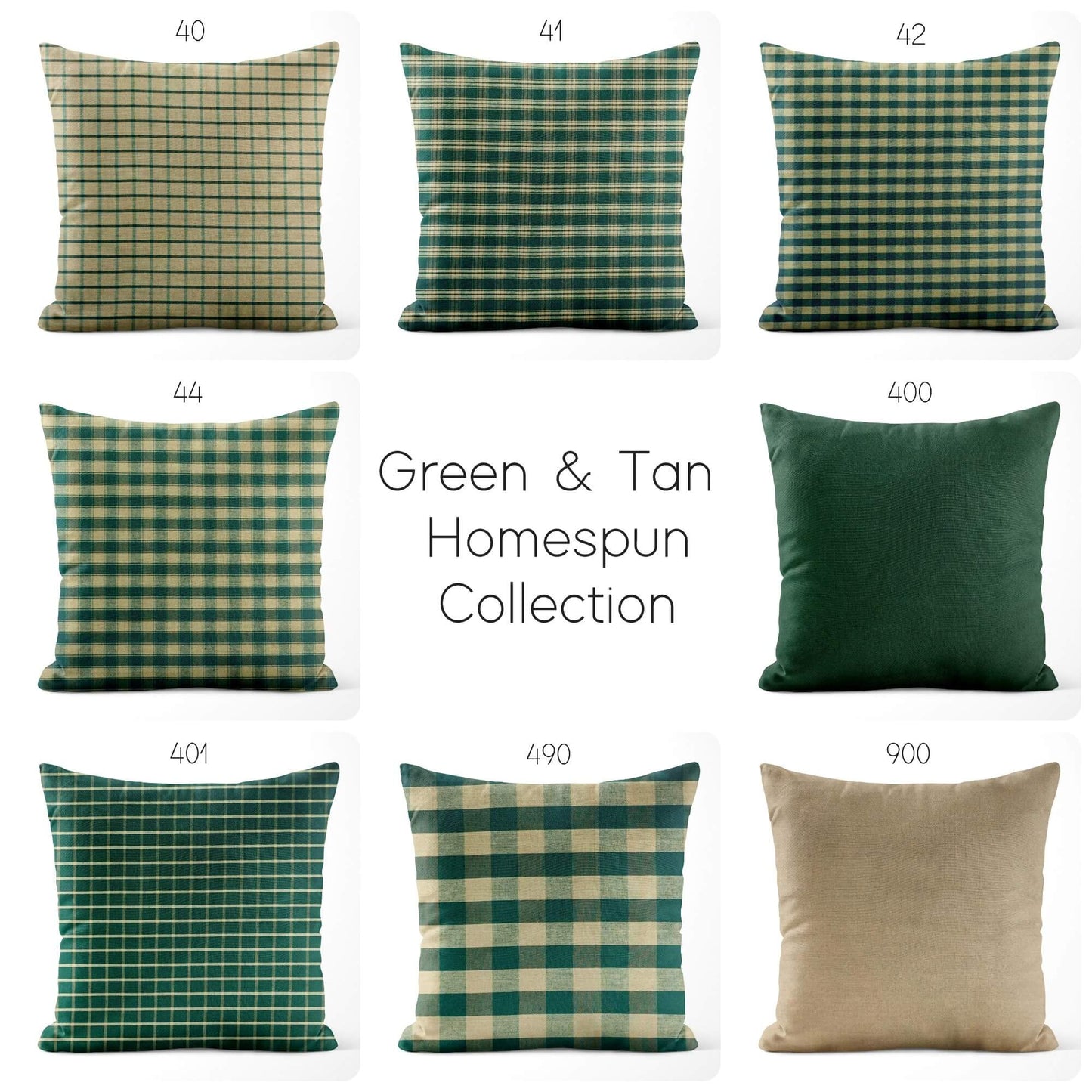 Green House Check Plaid Homespun Cotton Pillow Covers pattern 44