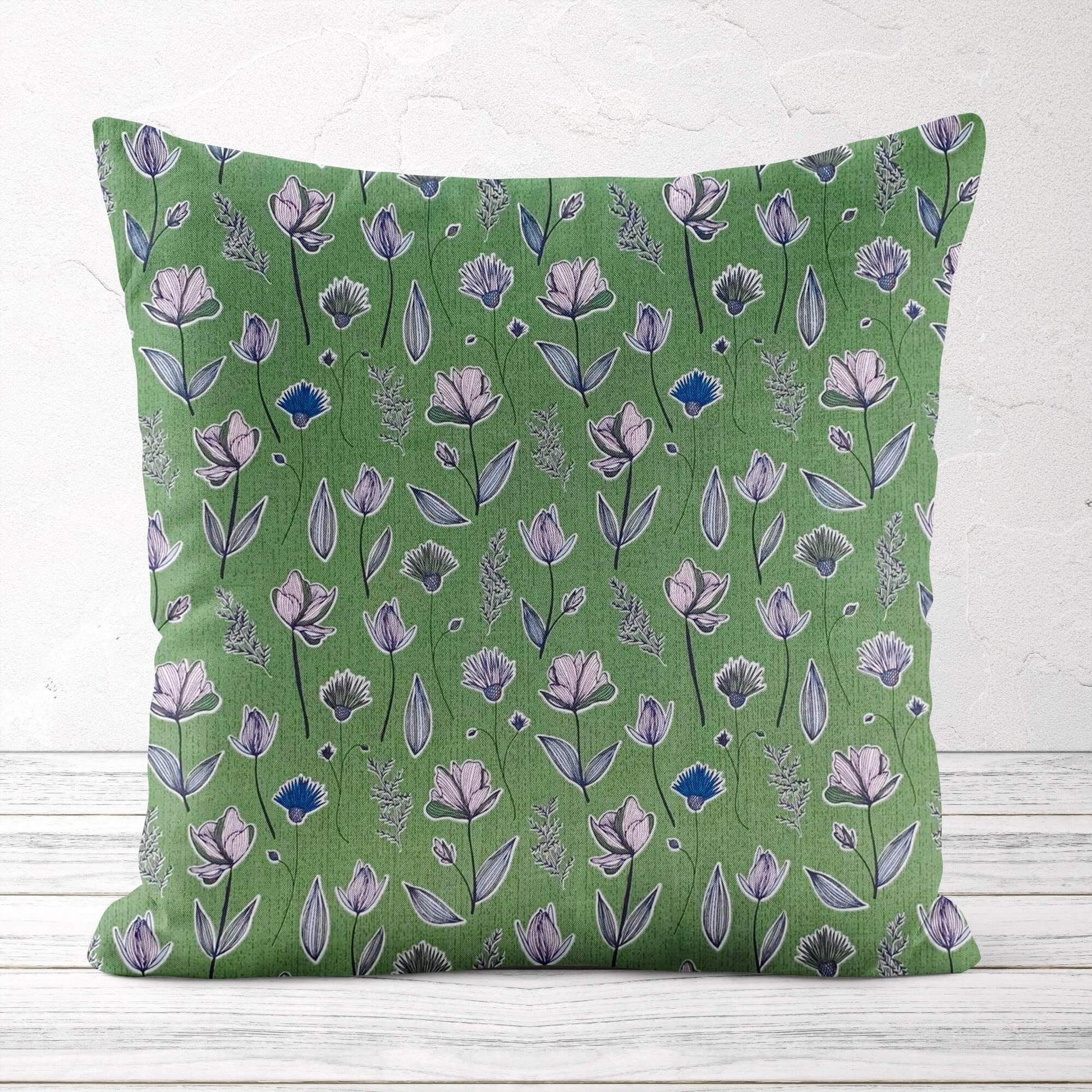 Wildflowers Green Floral Pillow Covers and Euros Shams