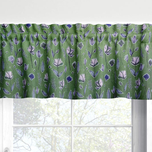 Wildflowers Valances Cafe Curtains Custom Made - Green