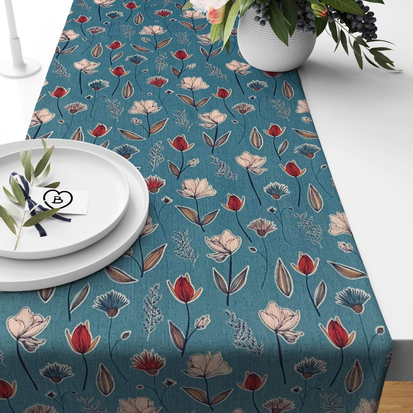 Wildflowers Blue Floral Table Runners and Placemats