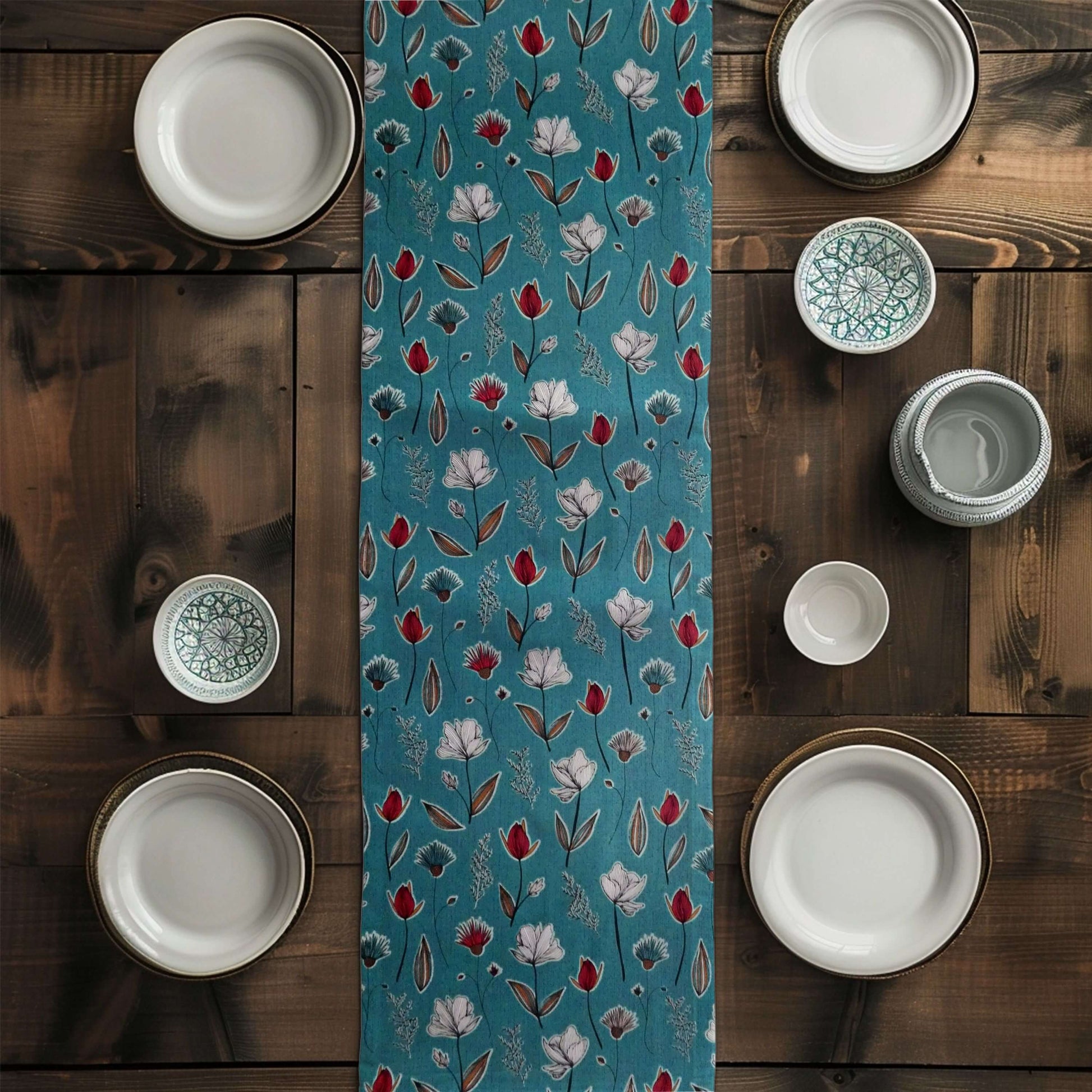 Wildflowers Blue Floral Table Runners and Placemats