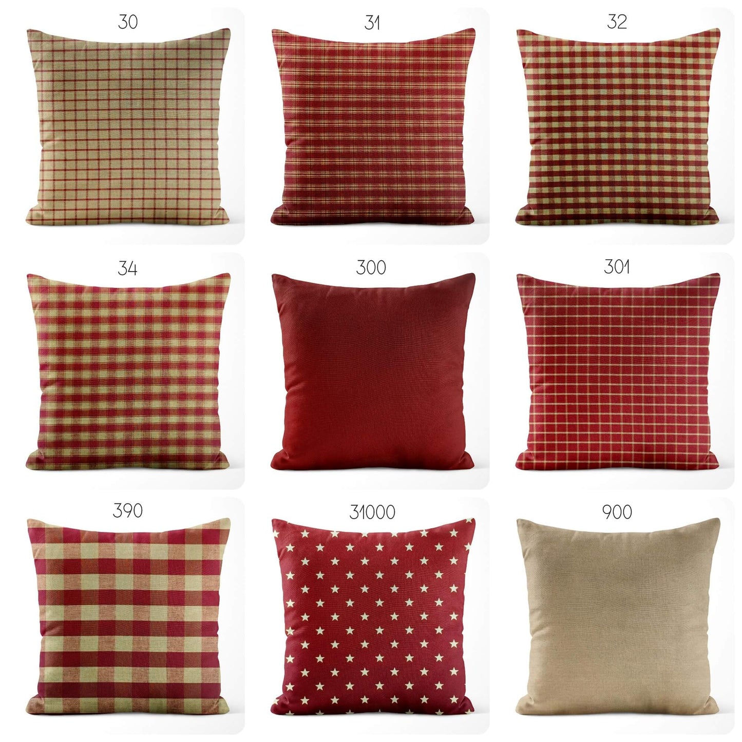 Red Buffalo Check Homespun Cotton Pillow Covers pattern 390