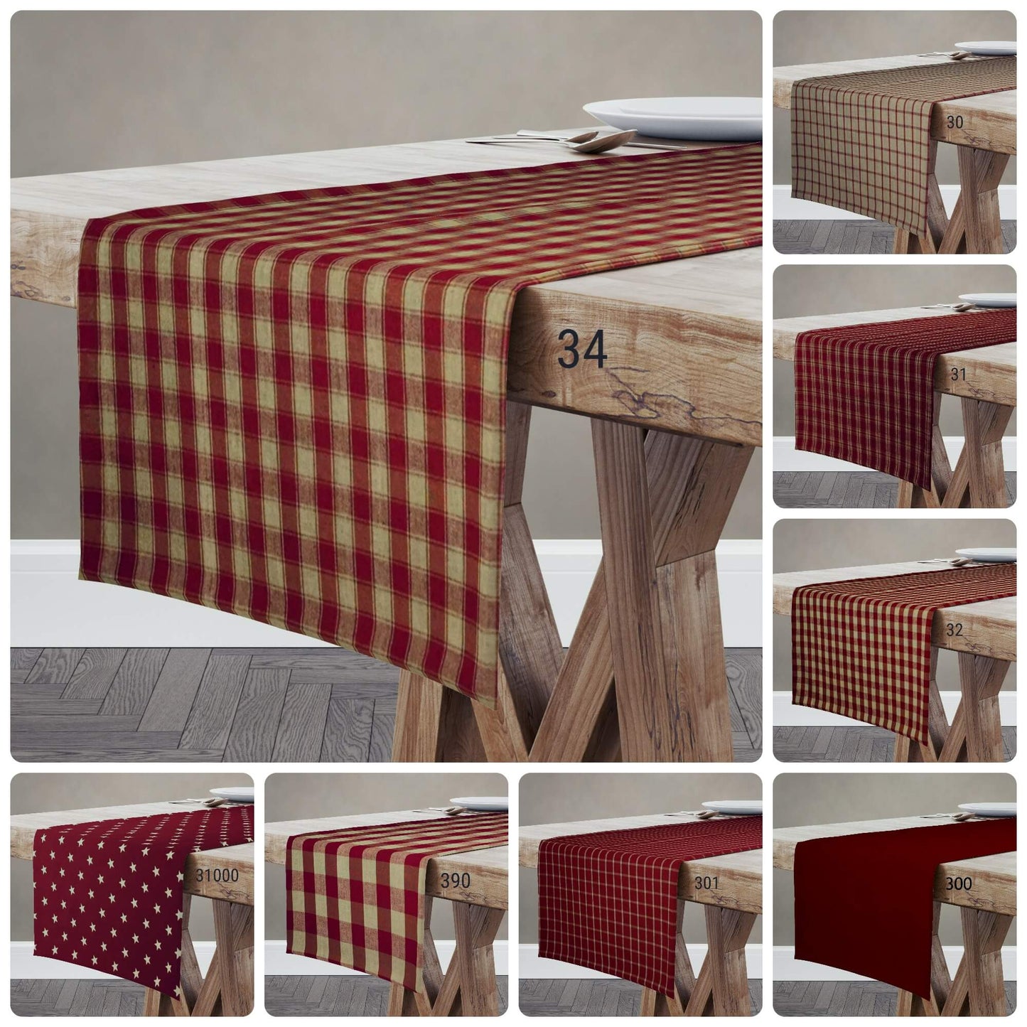 Red Buffalo Check Homespun Plaid Table Runner Placemat pattern 390