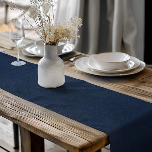 Navy Blue Solid Homespun Table Runner Placemat pattern 200