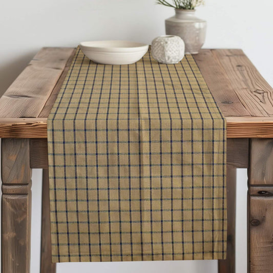 Navy Blue and Tan Homespun Plaid Table Runner Placemat pattern 20