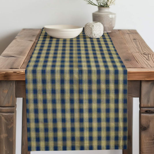 Navy Blue House Check Homespun Plaid Table Runner Placemat pattern 24