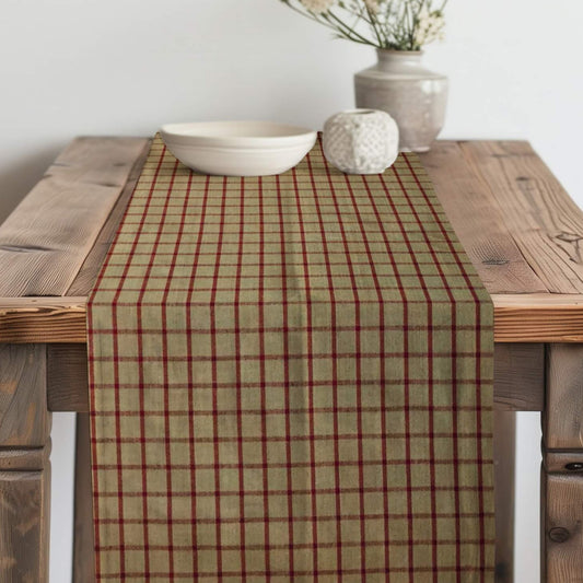 Red and Tan Homespun Plaid Table Runner Placemat pattern 30