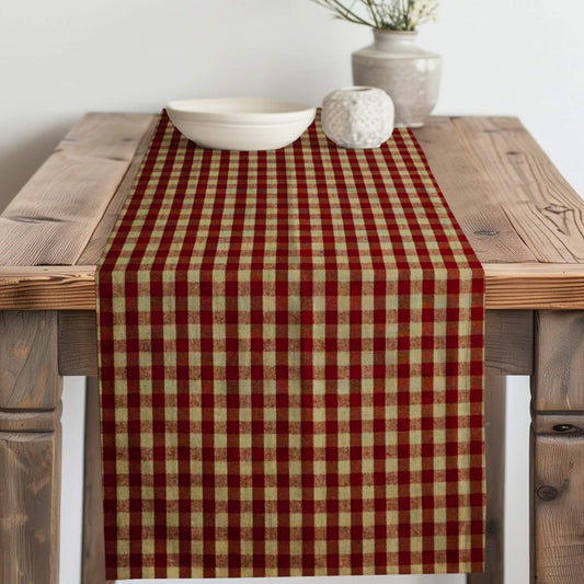 Red Check Homespun Plaid Table Runner Placemat pattern 32