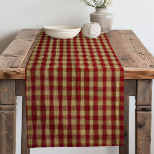 Red House Check Homespun Plaid Table Runner Placemat pattern 34