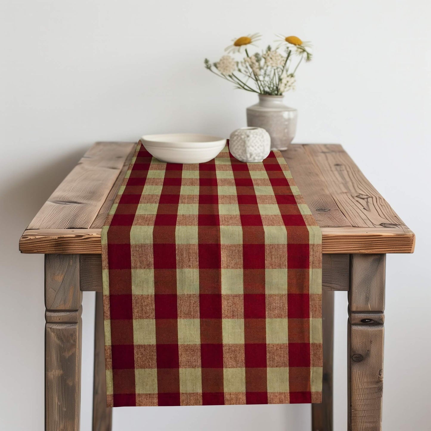 Red Buffalo Check Homespun Plaid Table Runner Placemat pattern 390