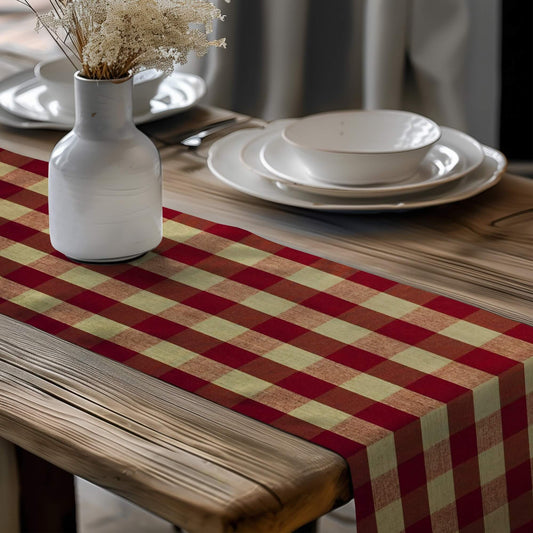 Red Buffalo Check Homespun Plaid Table Runner Placemat pattern 390