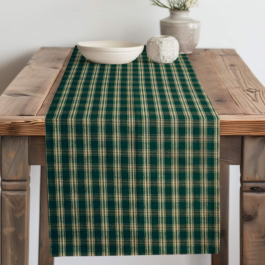 Green Catawba Plaid Homespun Table Runner Placemat pattern 41