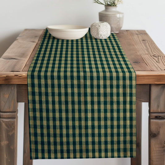 Green Check Plaid Homespun Table Runner Placemat pattern 42