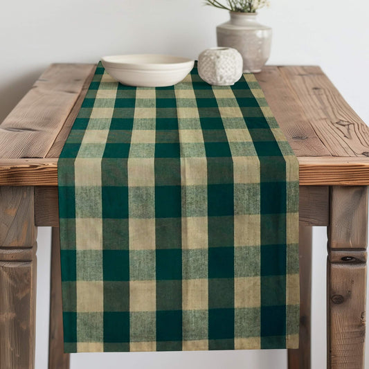 Green Buffalo Check Plaid Homespun Table Runner Placemat pattern 490