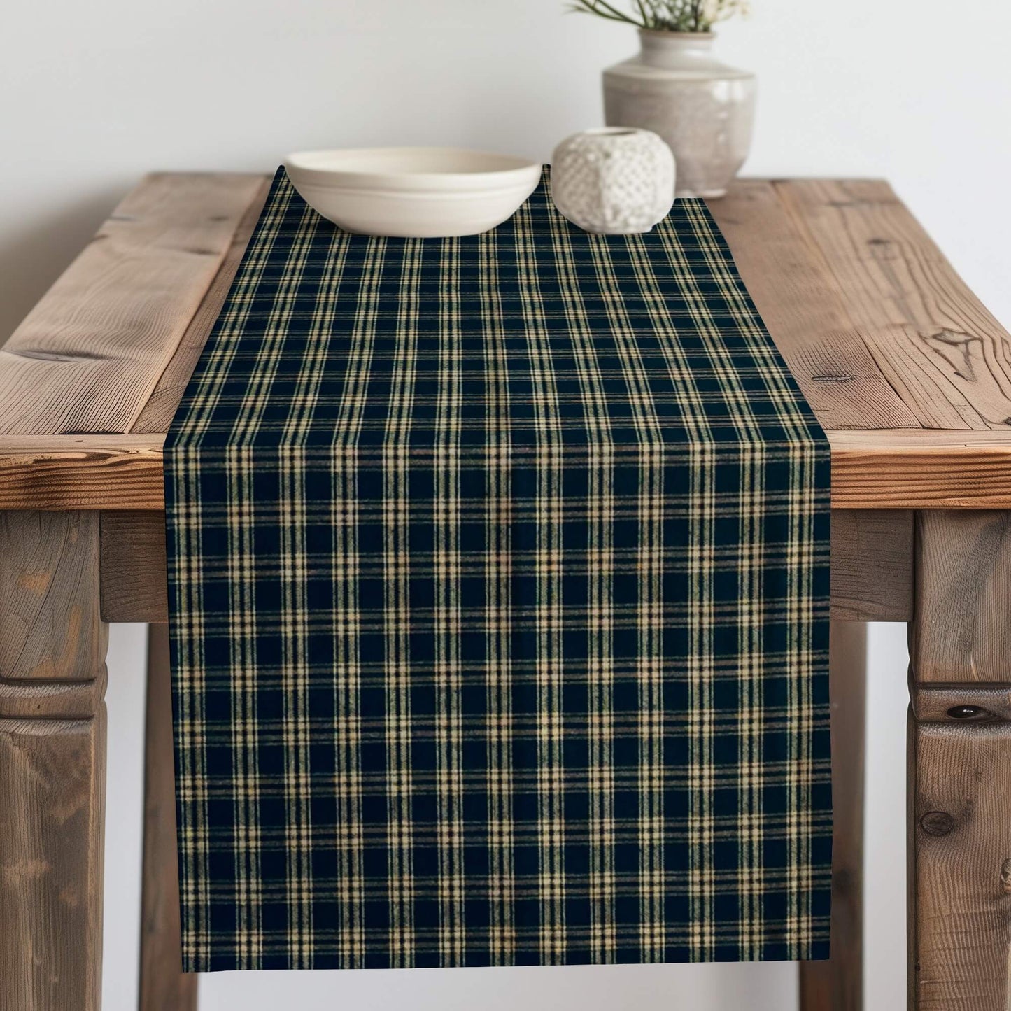 Black Catawba Homespun Plaid Table Runner Placemat pattern 51