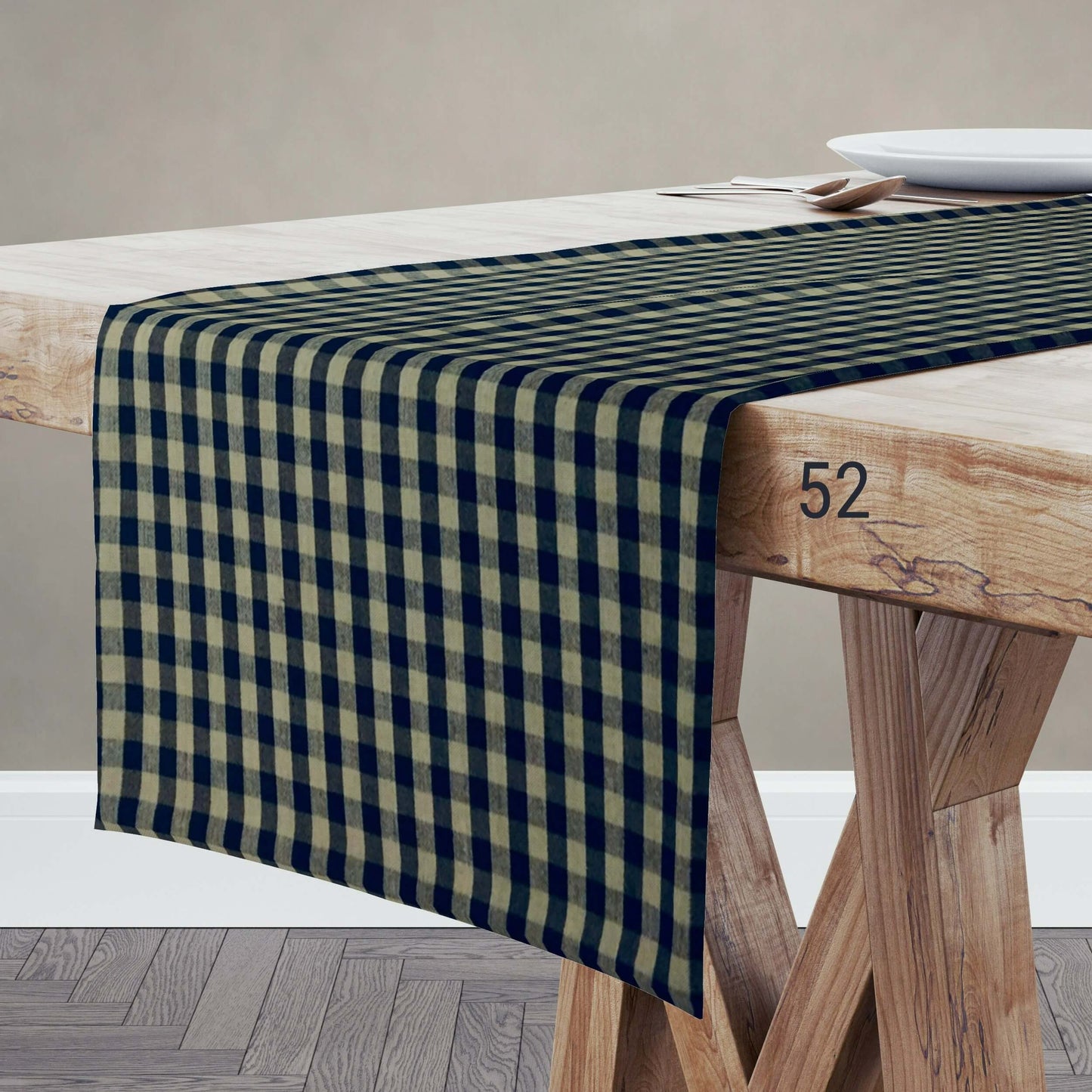 Black Check Homespun Plaid Table Runner Placemat pattern 52