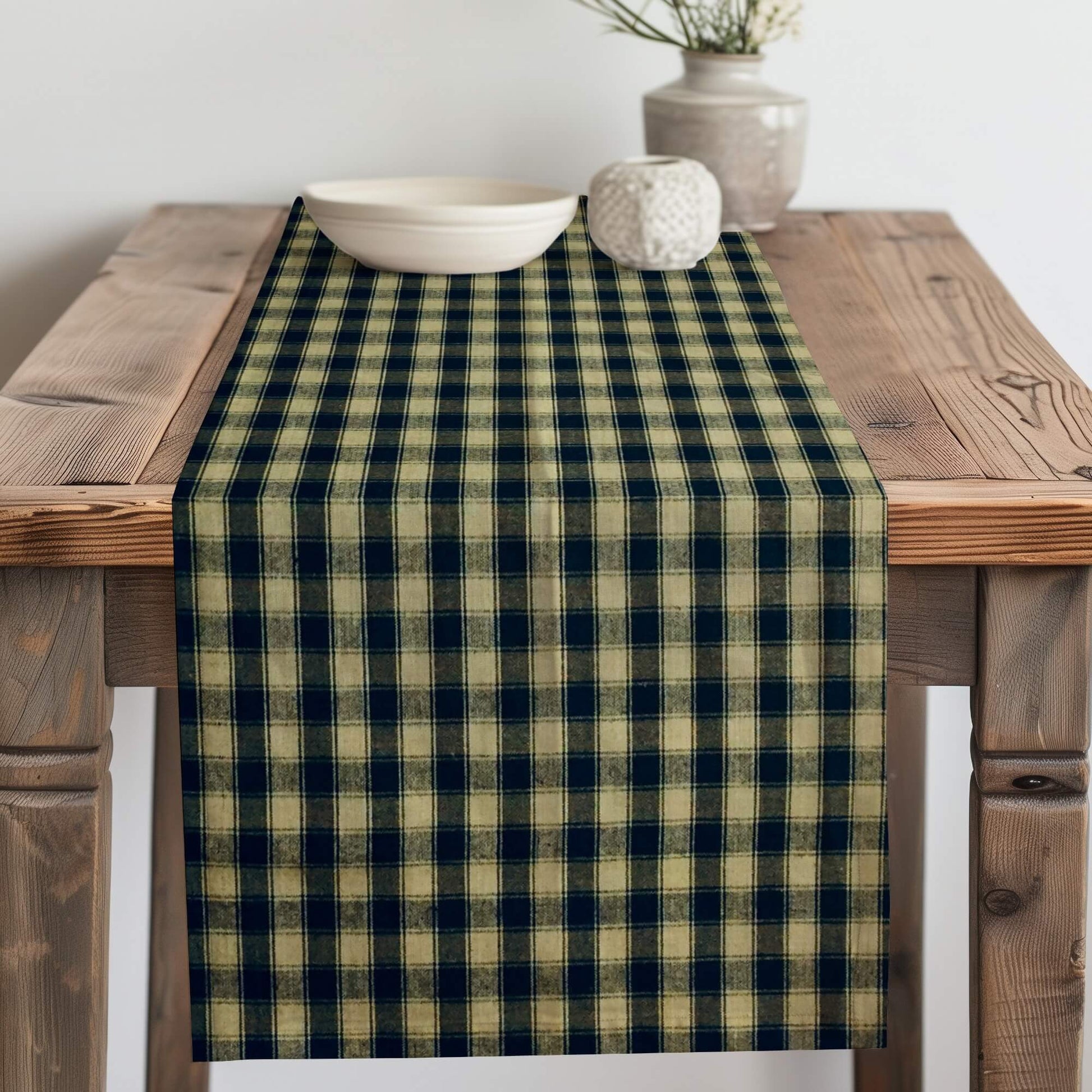 Black House Check Homespun Plaid Table Runner Placemat pattern 54