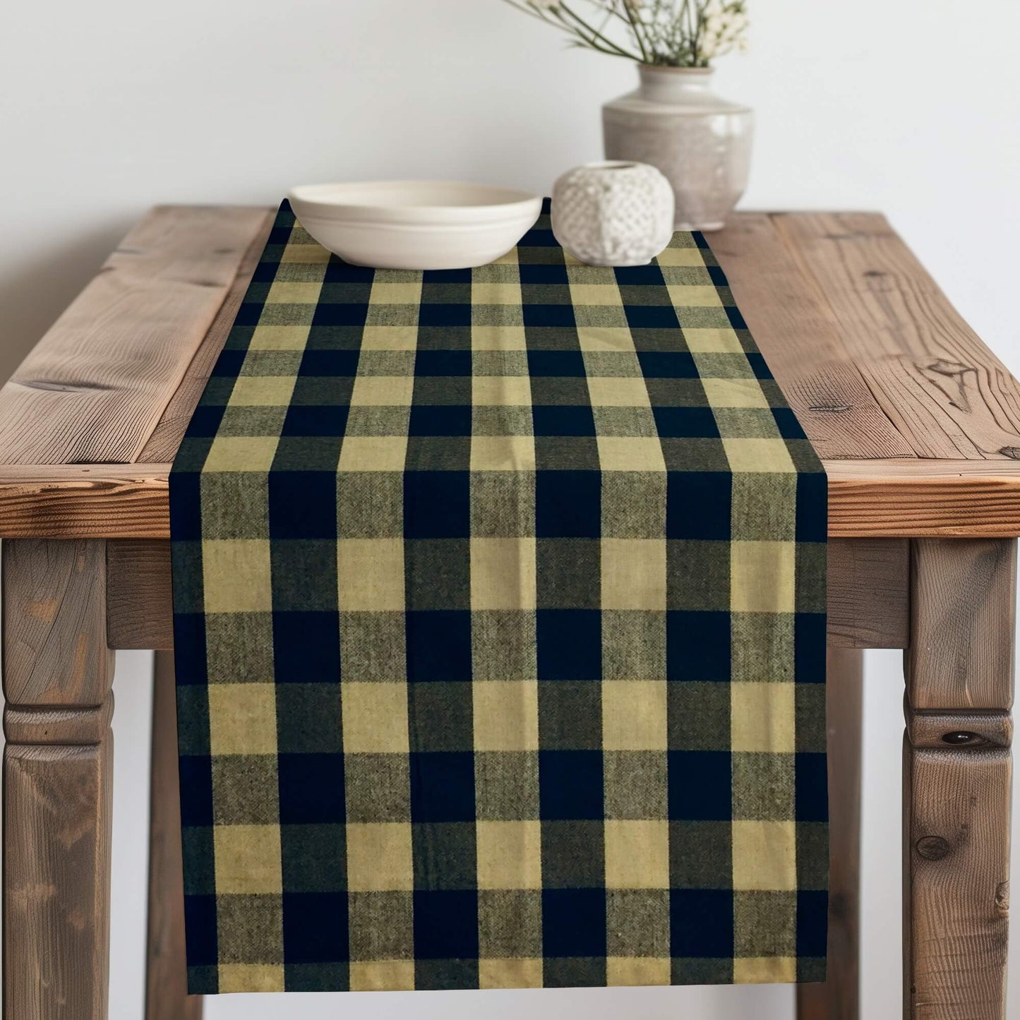 Black Buffalo Check Homespun Plaid Table Runner Placemat pattern 590