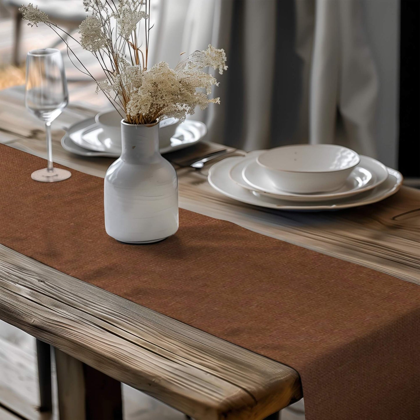 Brown Solid Homespun Table Runner Placemat pattern 901