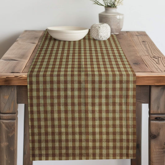 Brown Check Homespun Table Runner Placemat pattern 92