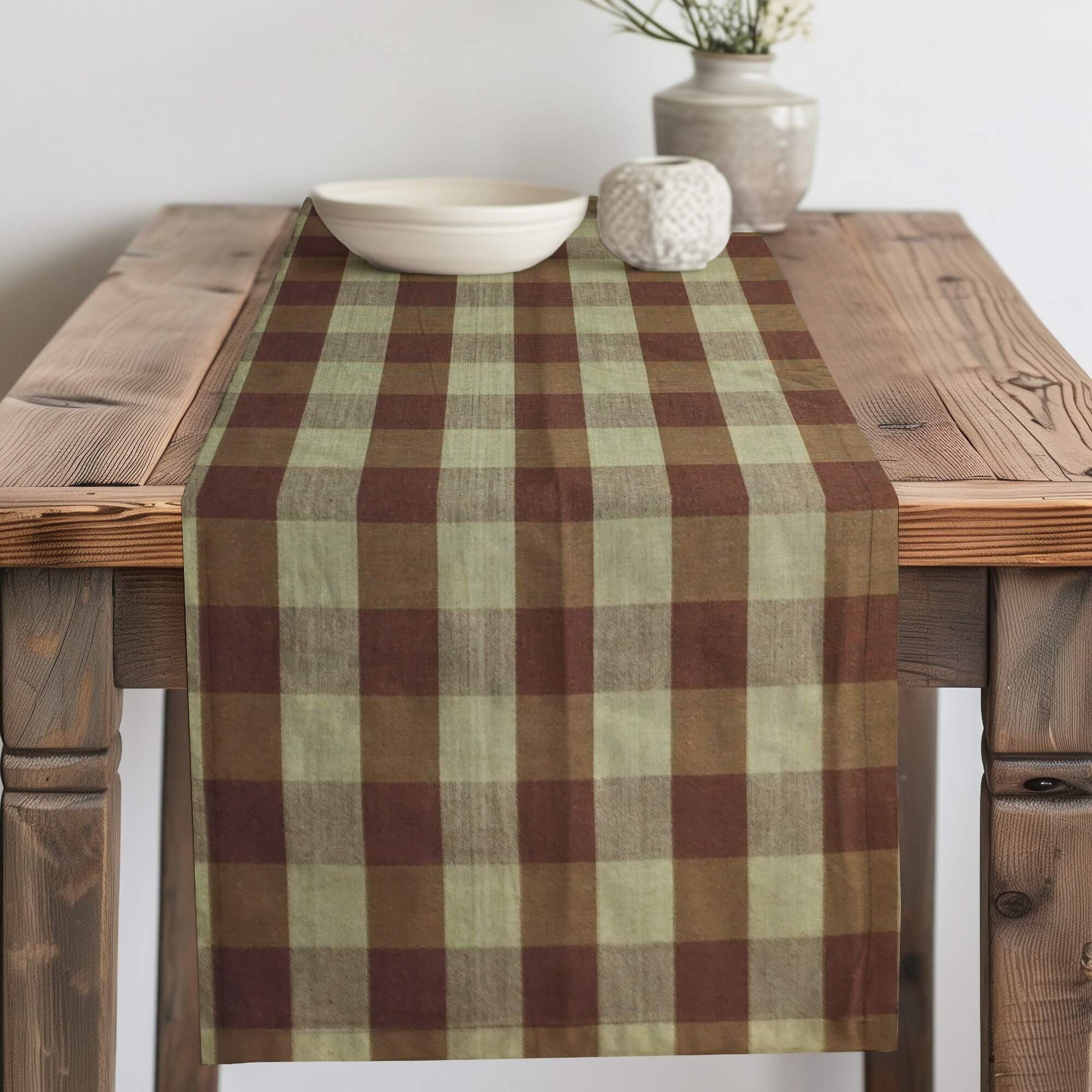 Brown Buffalo Check Homespun Table Runner Placemat pattern 990