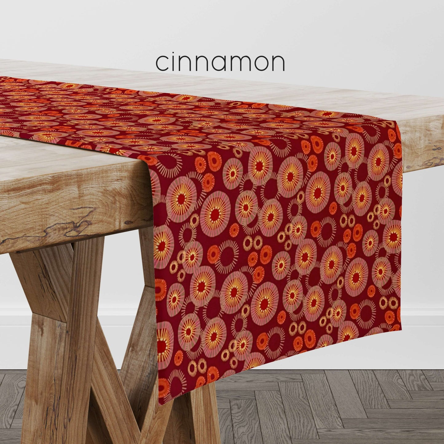 Cinnamon Red Medallion Sunburst Table Runners Placemats