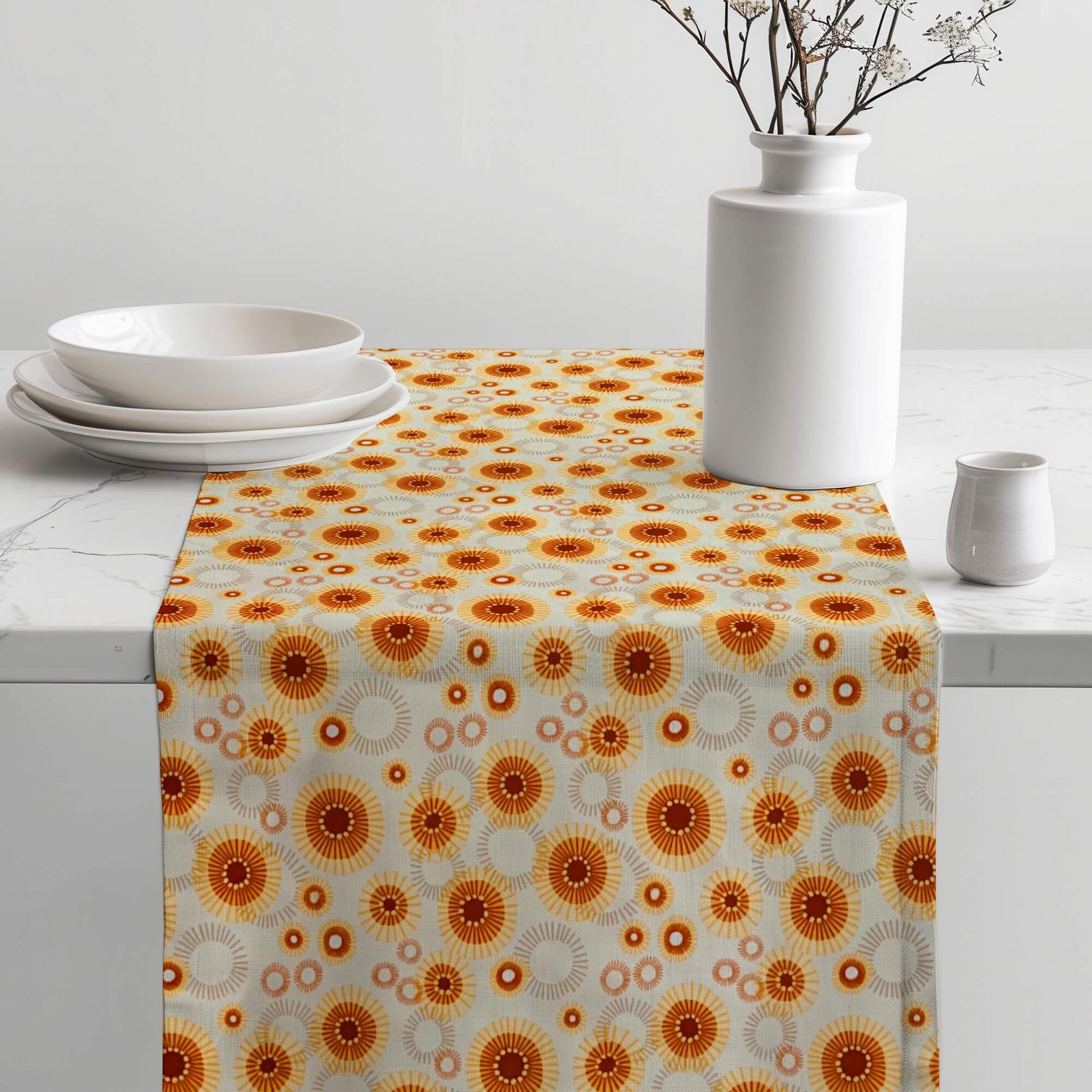 Cream Medallion Sunburst Table Runners Placemats