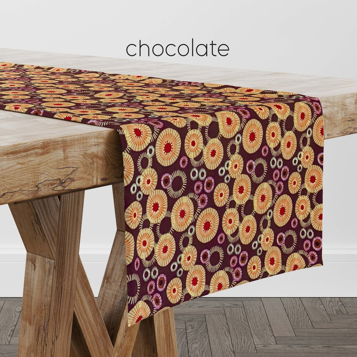 Chocolate Brown Medallion Sunburst Table Runners Placemats