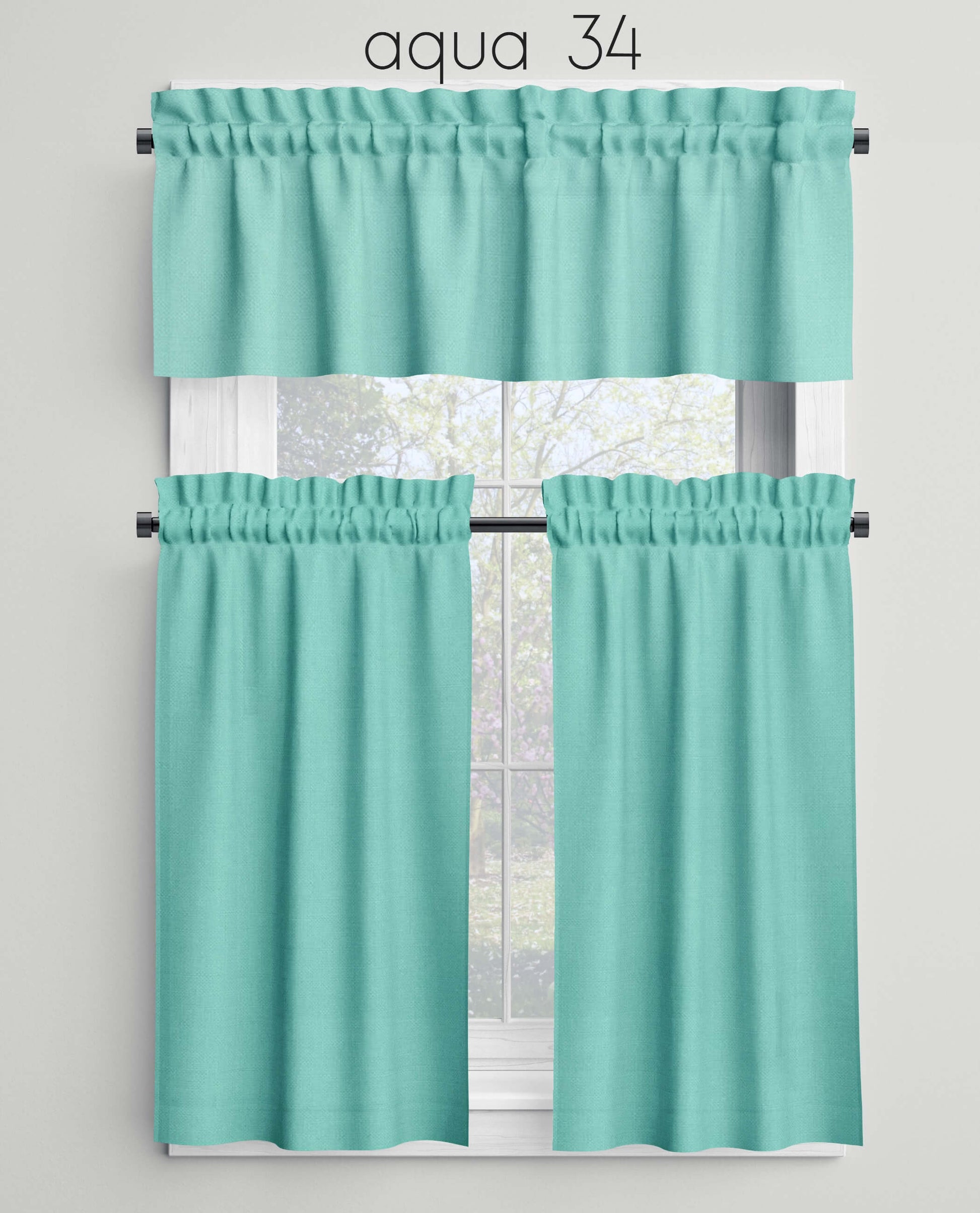 Aqua Valances Cafe Curtains Custom Made to Order color 34