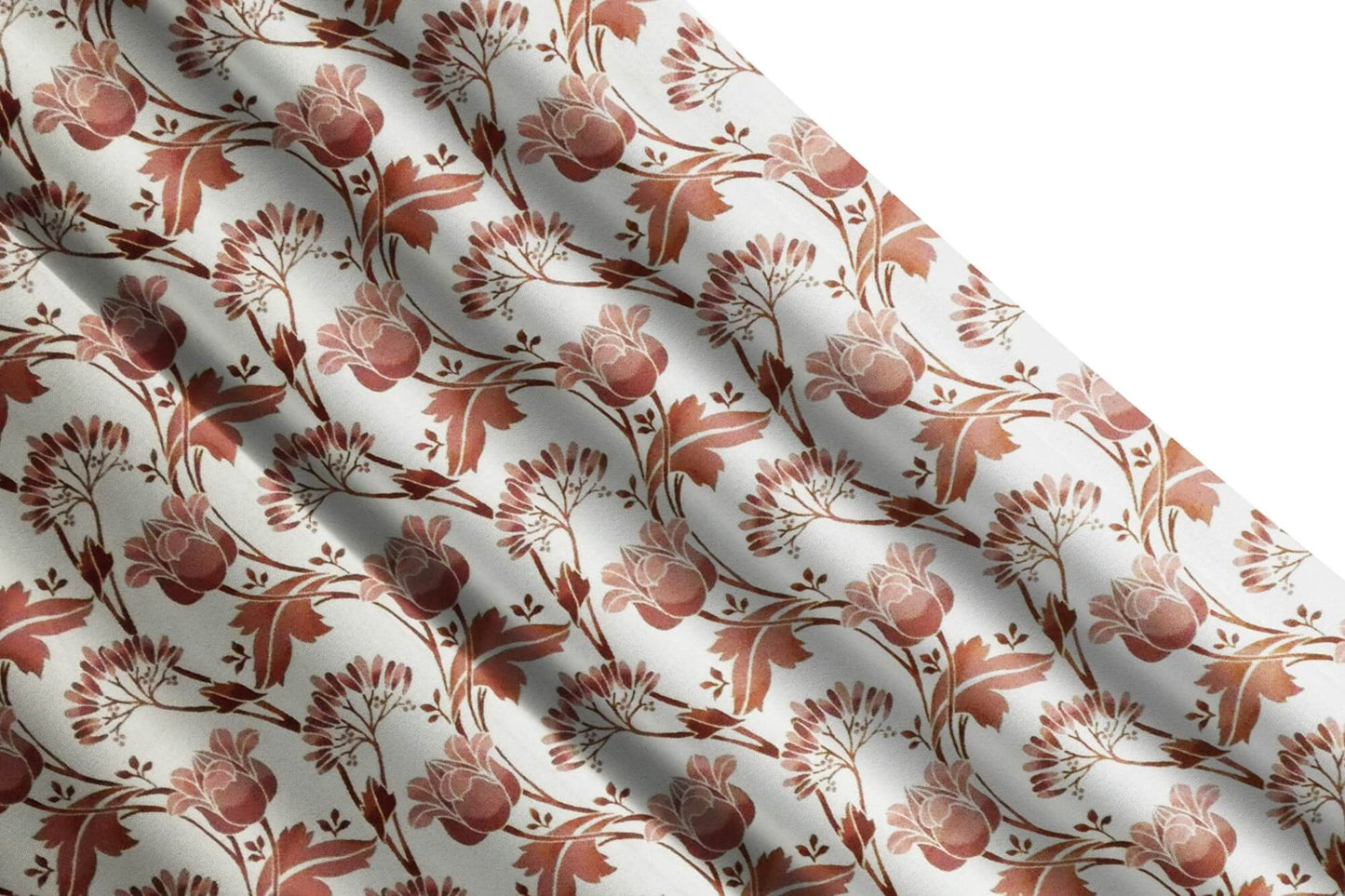 Coral Rose Tulip Floral Kitchen Valances and Cafe Curtains