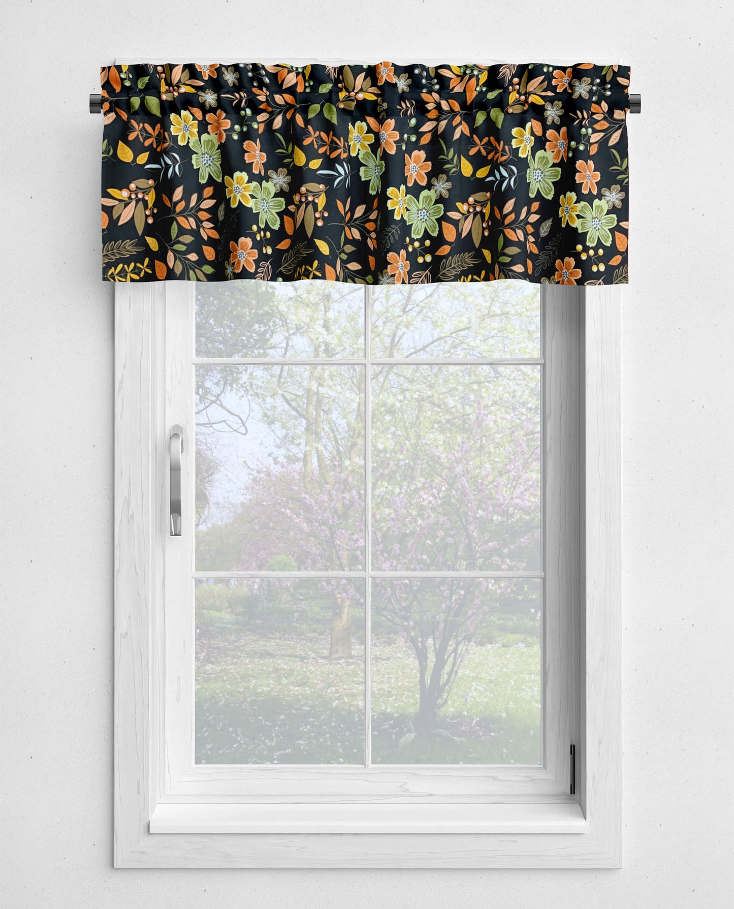 Fall Colors Floral Kitchen Valances and Cafe Curtains