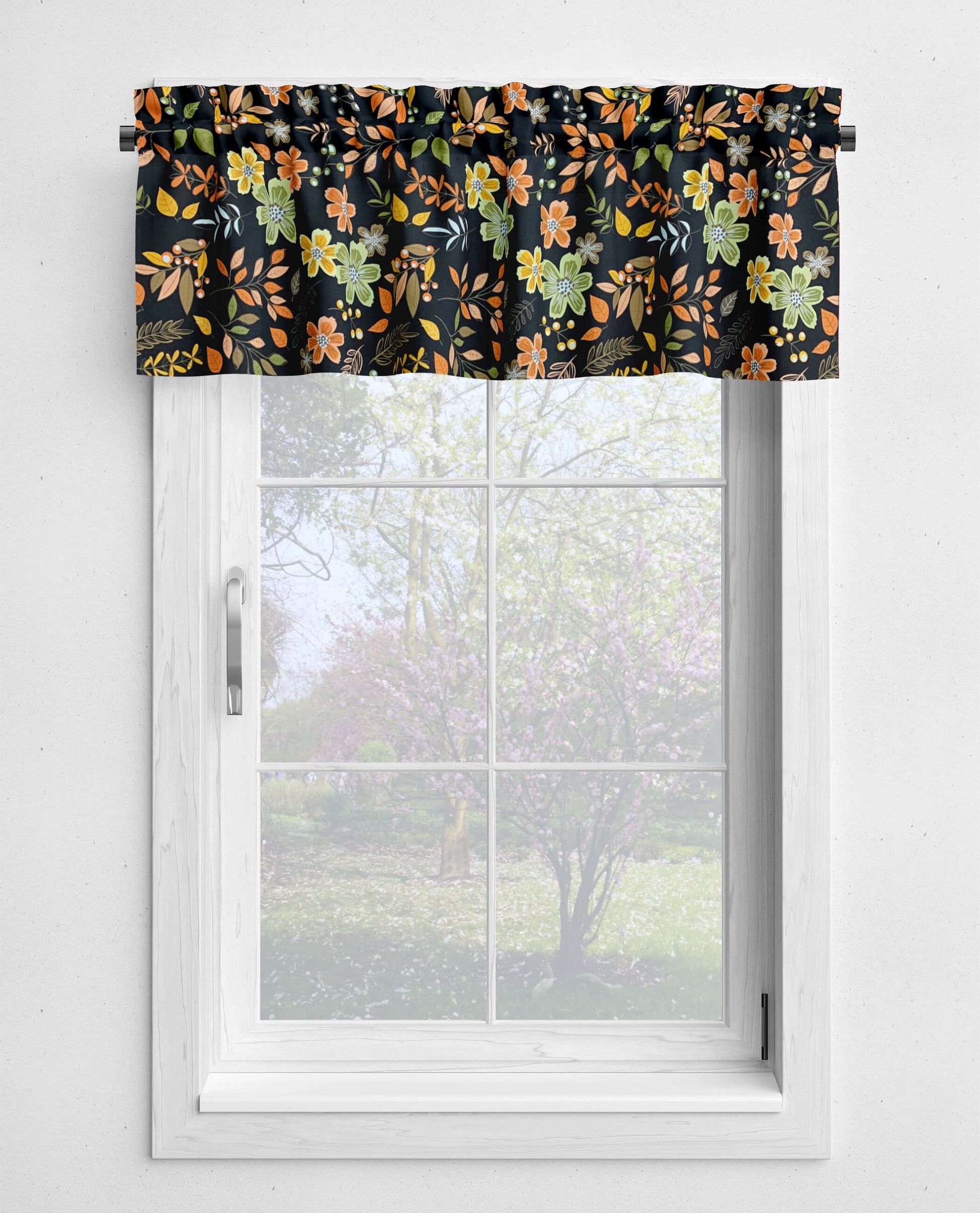 Fall Colors Floral Kitchen Valances and Cafe Curtains