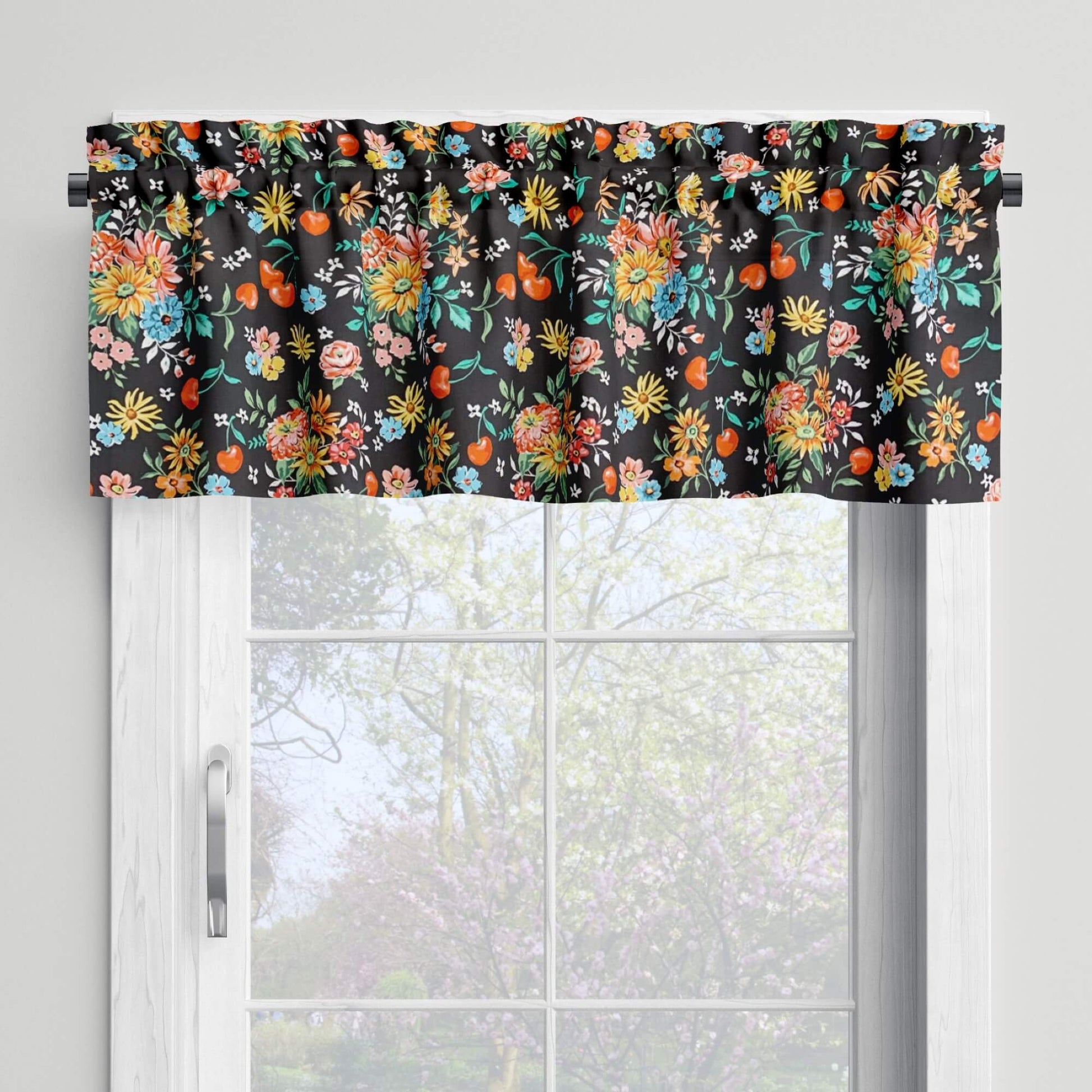 Cherry Cordial Valances Cafe Curtains Custom Made to Order color granite