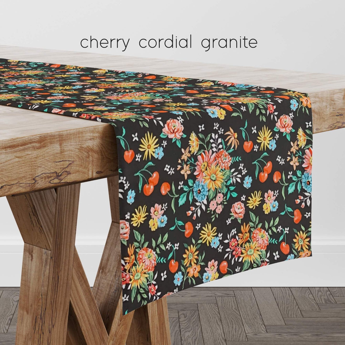 Cherry Cordial Table Runner Placemat Custom Made to Order color black granite