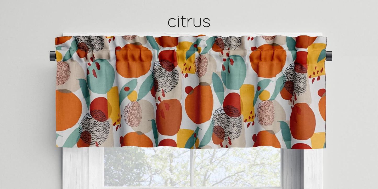 Citrus Modern Abstract Fruit Valances Cafe Curtains