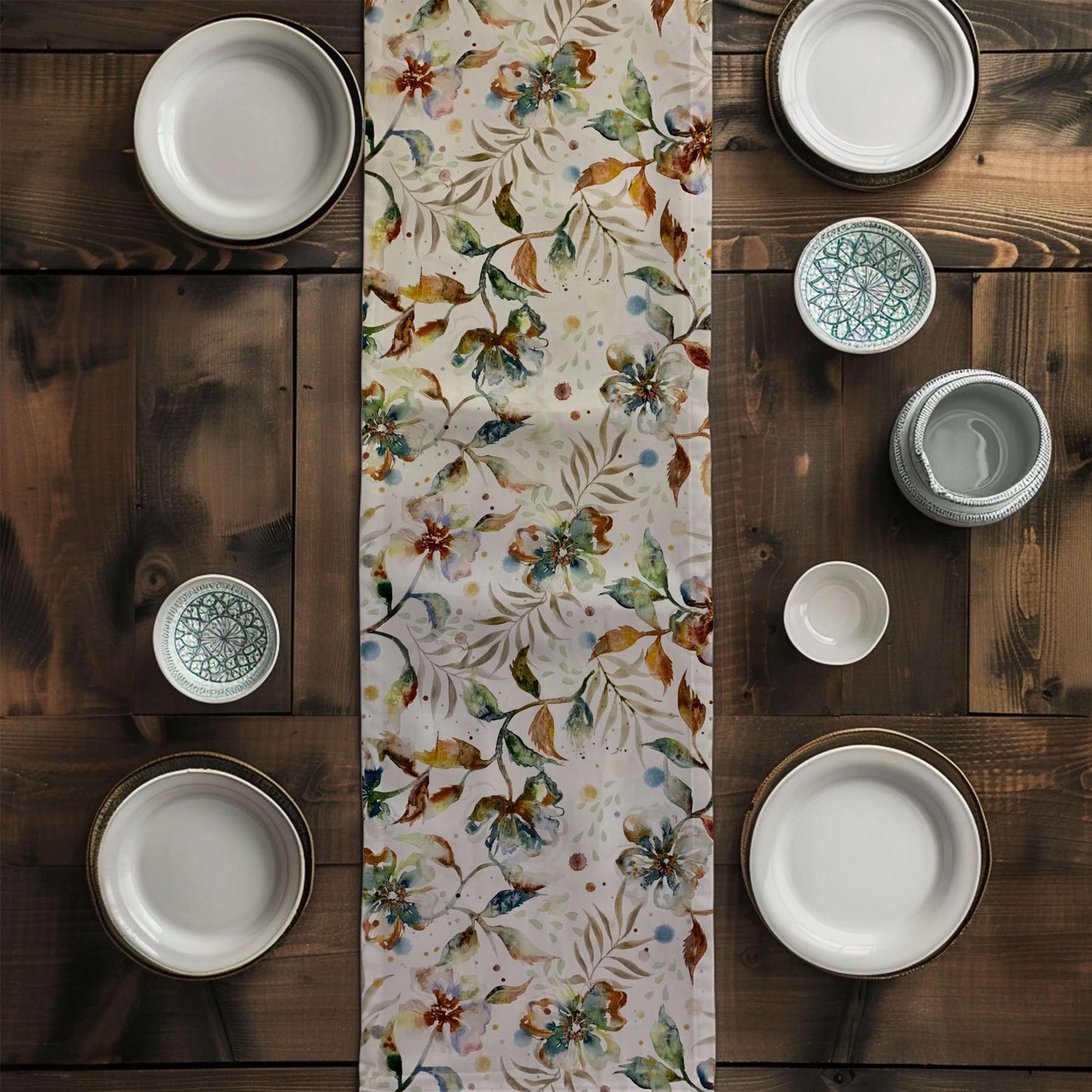 Cloud Desert Blooms Table Runners Cream Floral