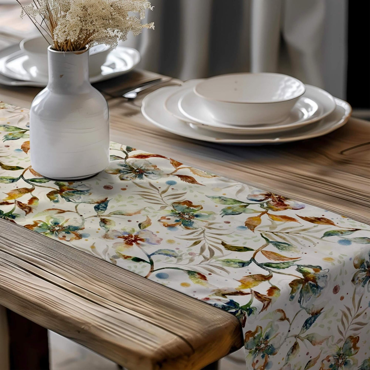 Cloud Desert Blooms Table Runners Cream Floral