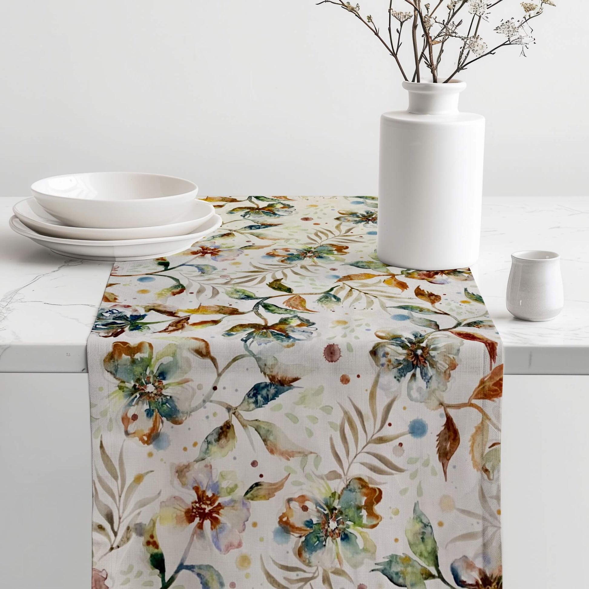 Cloud Desert Blooms Table Runners Cream Floral