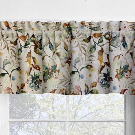 Cloud Desert Blooms Cream Floral Kitchen Valances and Cafe Curtains