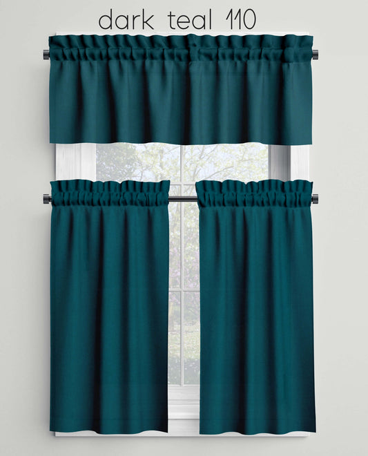 Dark Teal Valances Cafe Curtains Custom Made to Order color 110