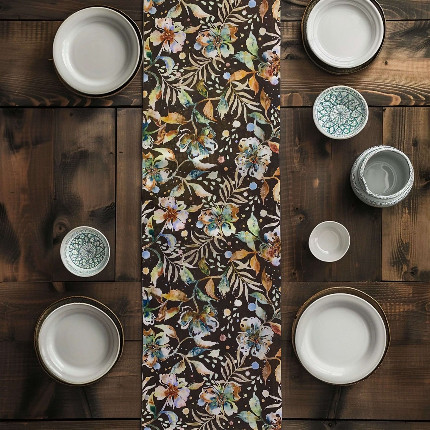 Earth Desert Blooms Table Runners Brown Floral