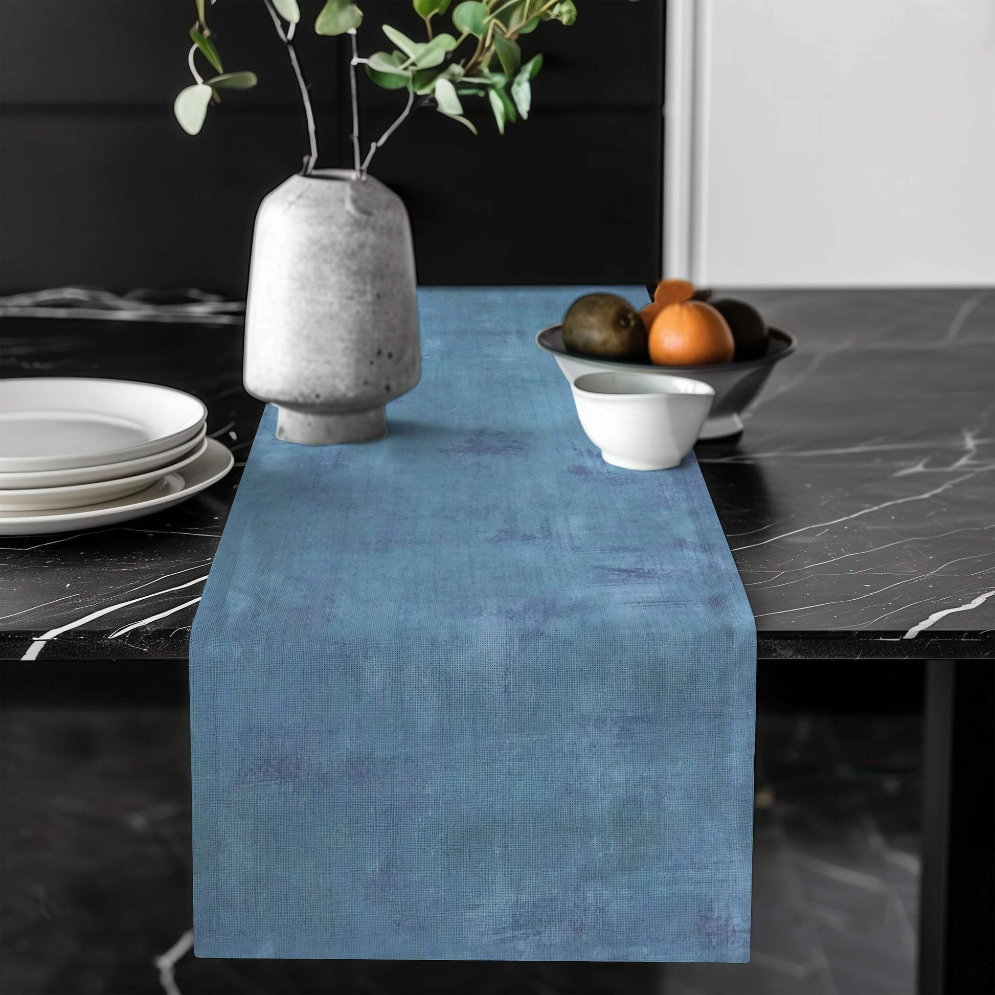 Faded Denim Blue Abstract Table Runners Placemats color 387