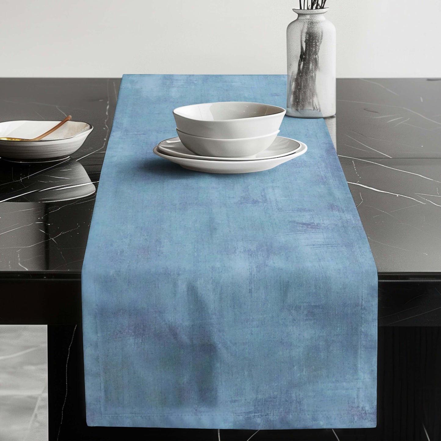 Faded Denim Blue Abstract Table Runners Placemats color 387