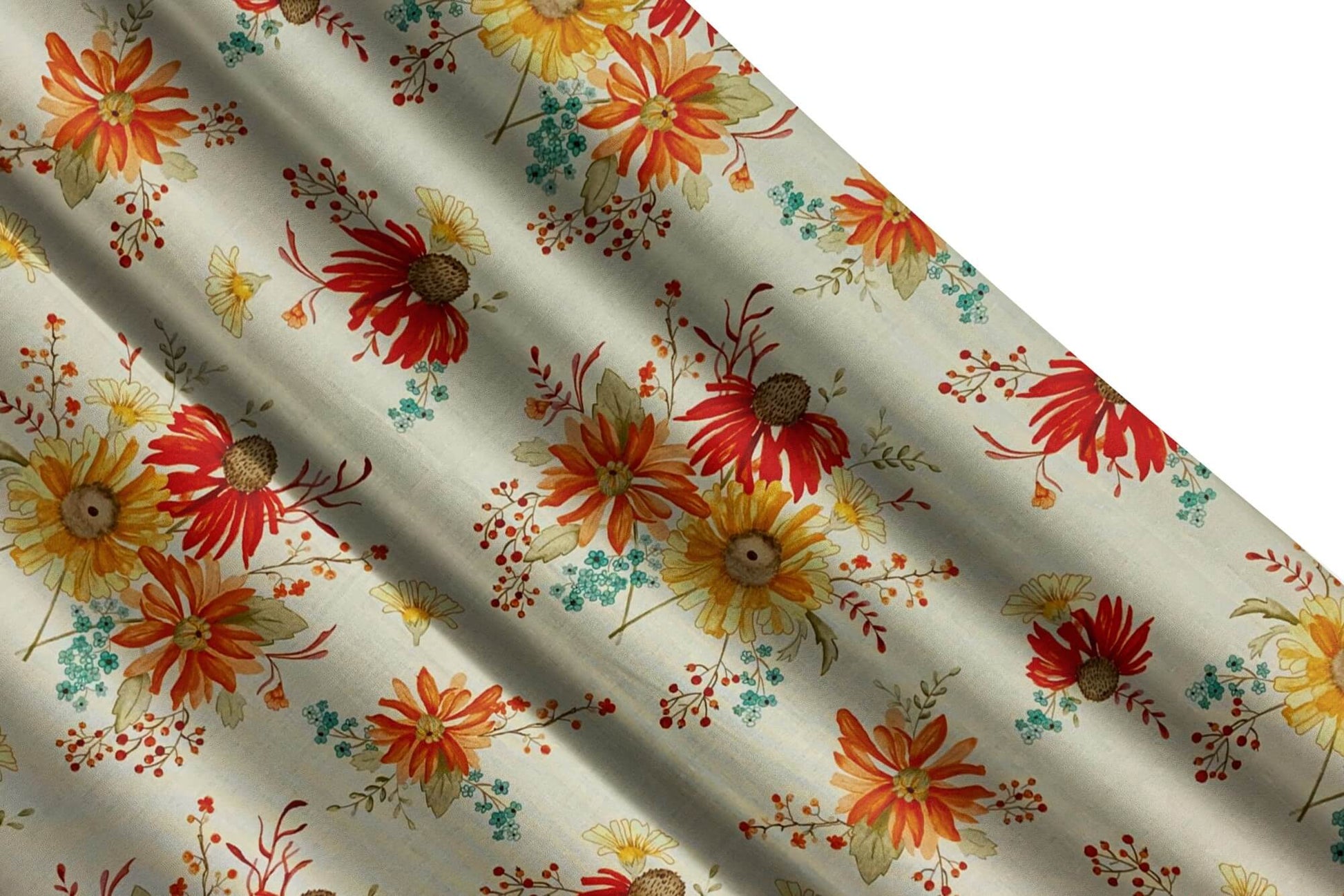 Fall Bouquet Cream Floral Kitchen Valances and Cafe Curtains