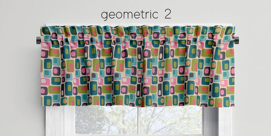 Geometric 2 Retro Valances Cafe Curtains Mid-Century Style