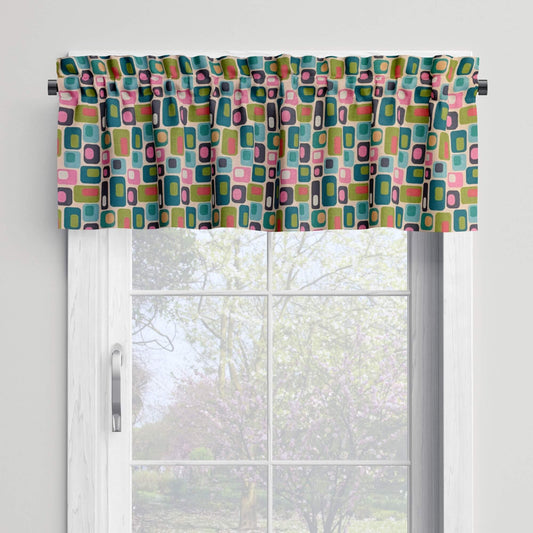 Geometric 2 Retro Valances Cafe Curtains Mid-Century Style